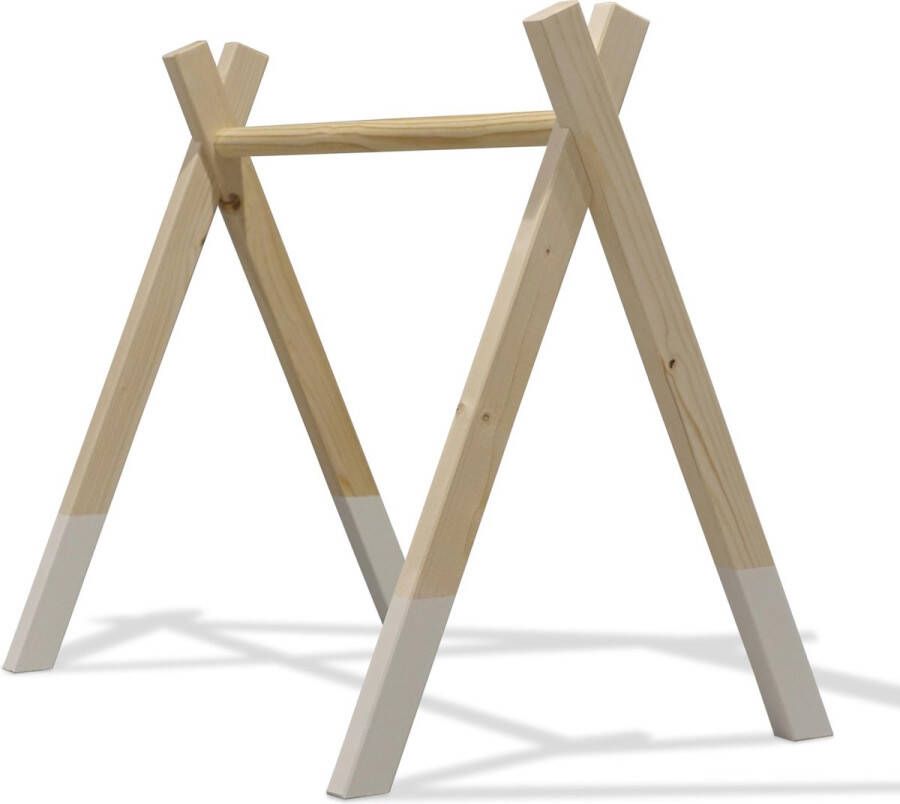 Toddie.nl Houten babygym Wit zonder hangers (apart verkrijgbaar) Tipi vorm massief hout