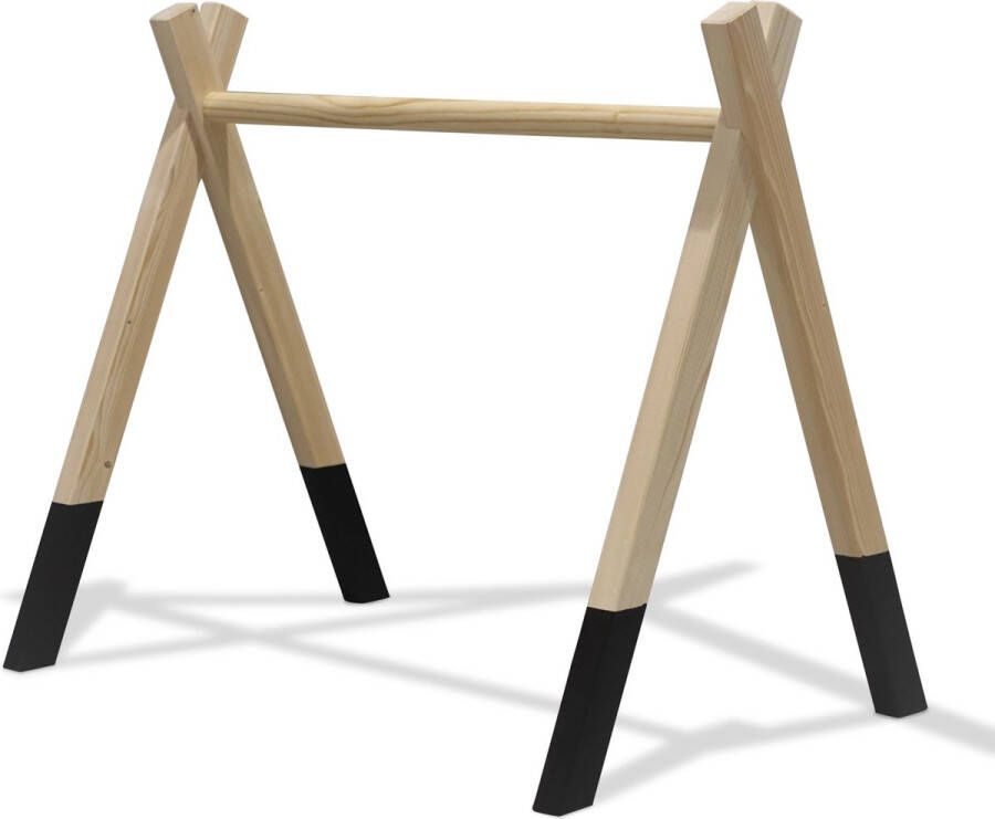 Toddie.nl Houten babygym Zwart zonder hangers (apart verkrijgbaar) Tipi vorm massief hout