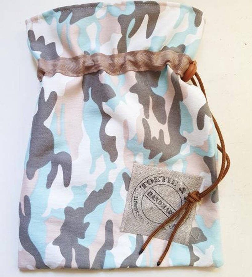 Toetie & Zo Handgemaakte Knikkerzak Camouflage Legerstof Knikkeren Handgemaakt 20x26