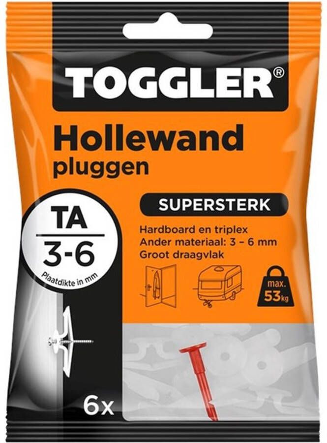 Toggler Hollewandplug TA 3-9 mm 6 Stuks