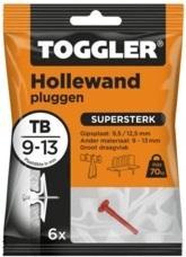 Toggler Hollewandplug TB 9-13 mm 6 Stuks