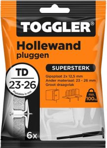 Toggler Hollewandplug TD 23-26 mm 6 Stuks