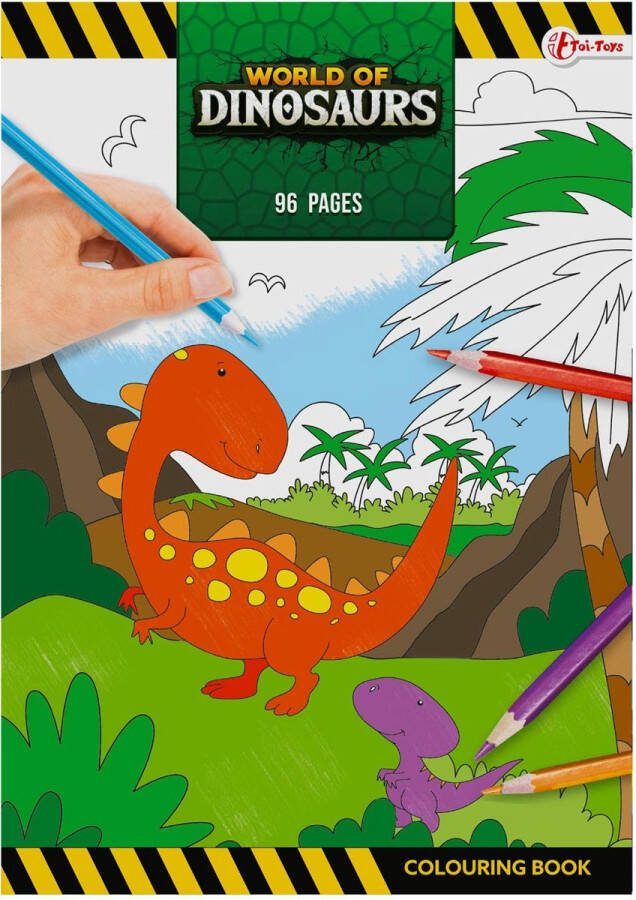 Toi Stoer jongens kleurboek “world of dinosaurs” met gevaarlijke en grappige dino s dinosauriërs dinosaurus T-Rex 96 pagina s dik (kleuren voor kinderen kleuters)