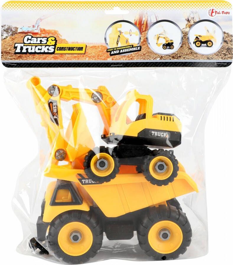 Toi-Toys Cars and Trucks Kiepwagen en graafmachine Bouwvoertuigen (20585A)