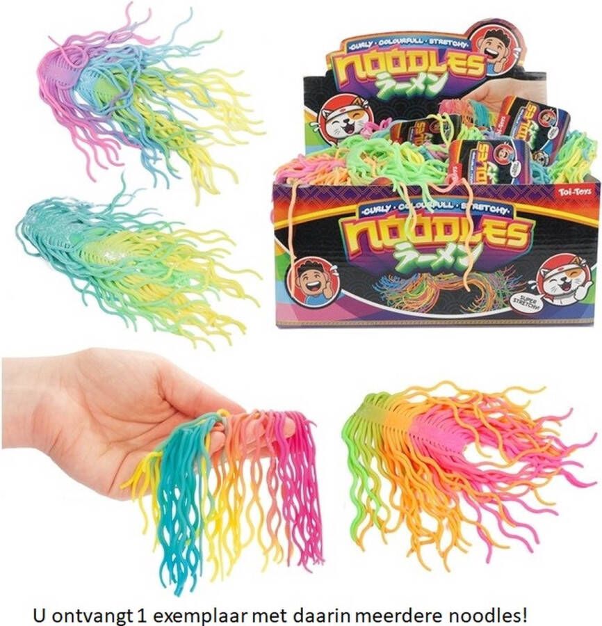 Toi-Toys Fidget monkey noodles regenboogkleuren Voor de hand Stressbal Must Have
