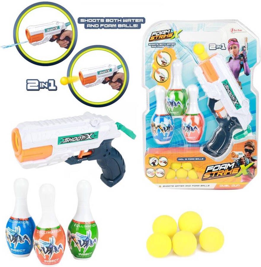 Toi-Toys Foam StrikeX set waterpistool + 5 ballen en 3 kegels