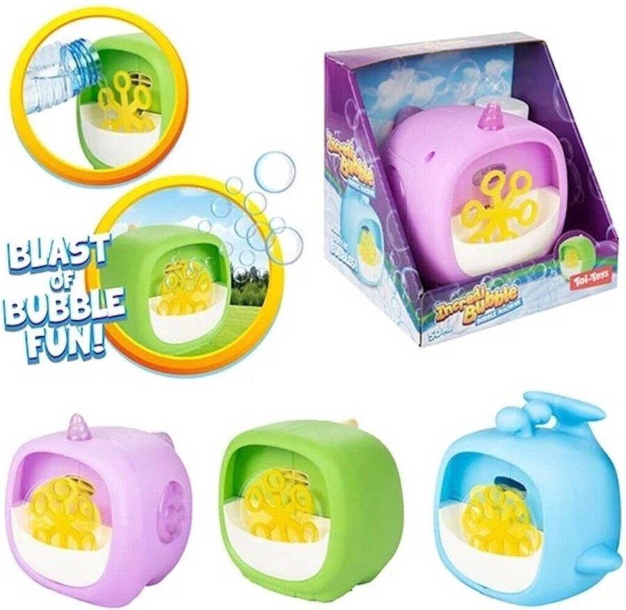 Toi-Toys Incredible bellenblaasmachine 12 cm Inclusief bellenblaasvloeistof 1 willekeurige kleur bellenblaasmachine