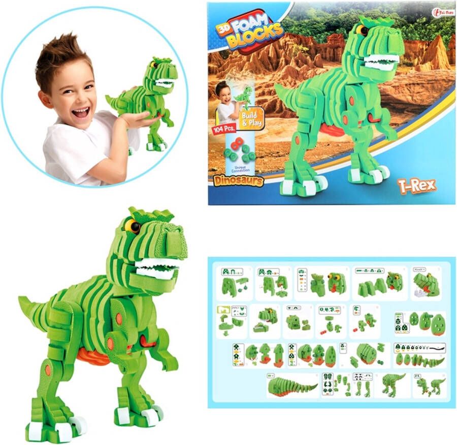 Toi-Toys Knutselpuzzel Dinosaurus 25 8 Cm Groen 104-delig