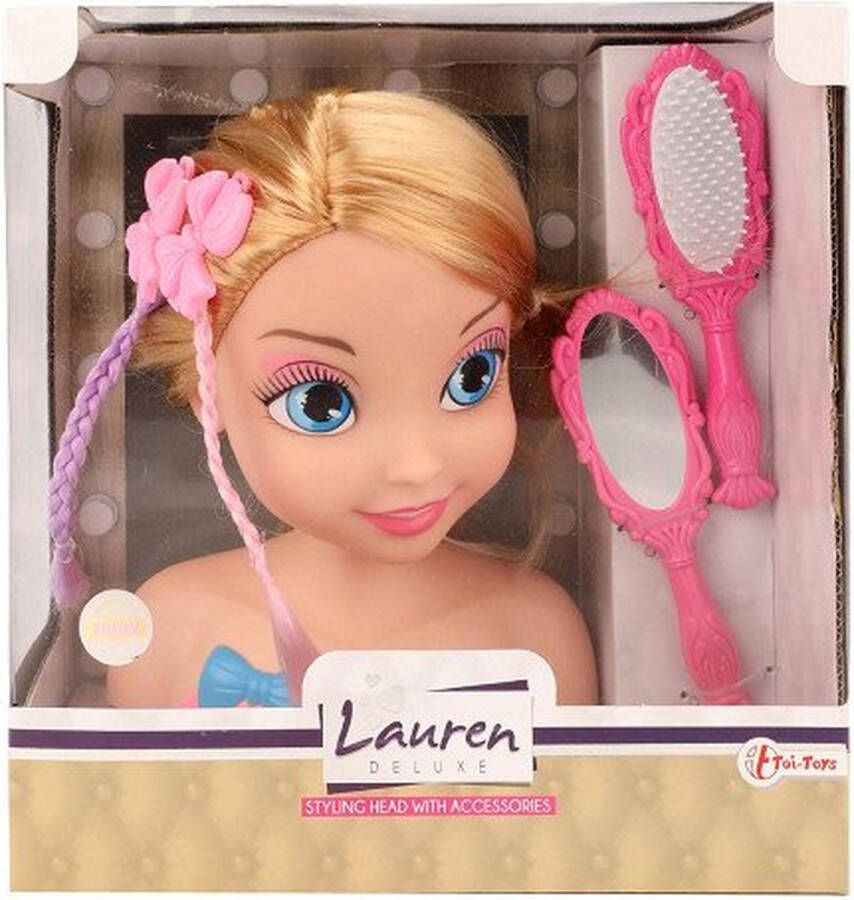 Toi-Toys Kaphoofd Lauren tienerpop met accessoires 3-delig