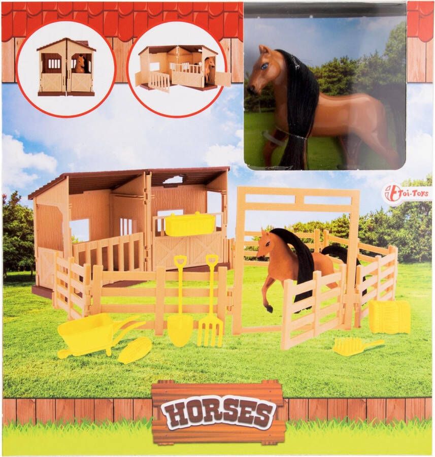Toi-Toys Paardenspeelset Met Stal En Accessoires 10-delig