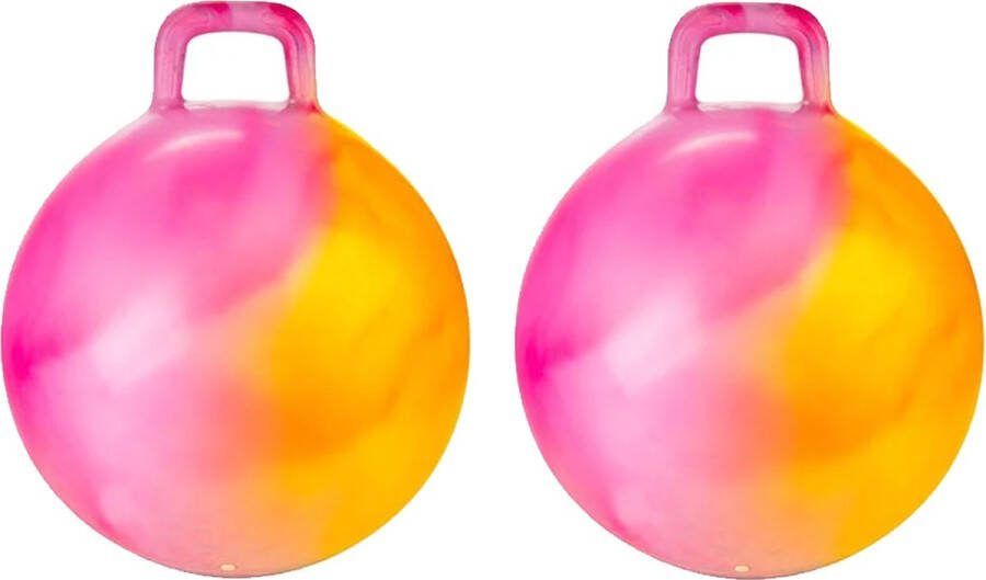 Toi-Toys Skippybal marble 2x oranje roze D45 cm buitenspeelgoed voor kinderen