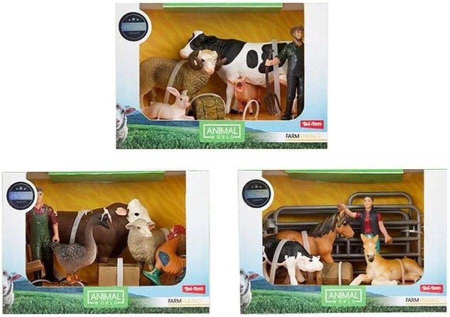 Toi-Toys Speelset Medium boerderijdieren Set met 3 dieren en boerin Inclusief accessoires