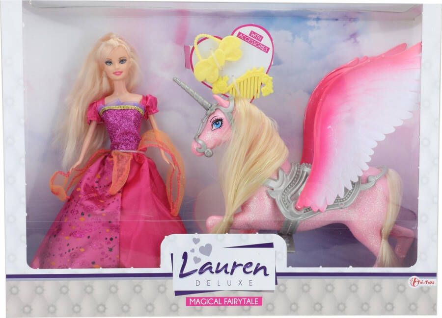 Toi-Toys Lauren Tienerpop Prinses Met Glitter Eenhoorn Incl. Accessoires