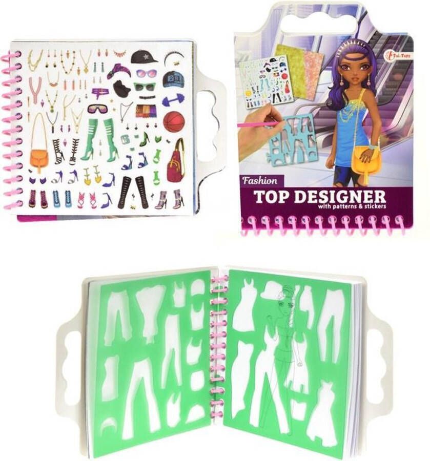 Toi-Toys Top designer fashion Mini Schetsboek met stickers en sjablonen