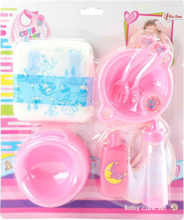 Toi-Toys Babypop Verzorgingsset 8-delig Blauw