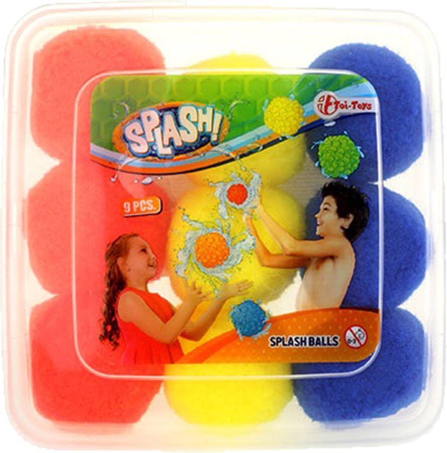 Toi-Toys Waterspeelgoed splash ballen 9 stuks herbruikbare waterballonen zomer speelgoed