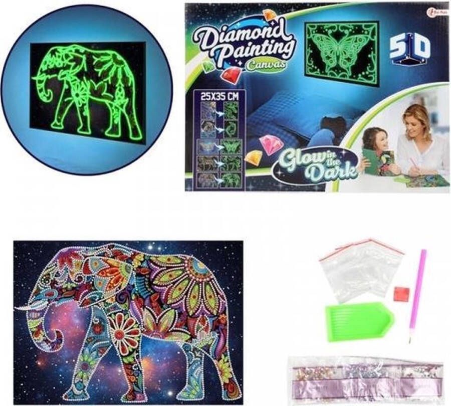 Toitoys Diamond painting Glow in the Dark 25x35 Olifant NIEUW Glow in the dark