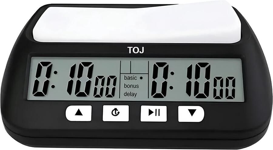 TOJ Digitale Schaakklok met Bonus Delay Timer Schaken Zwart
