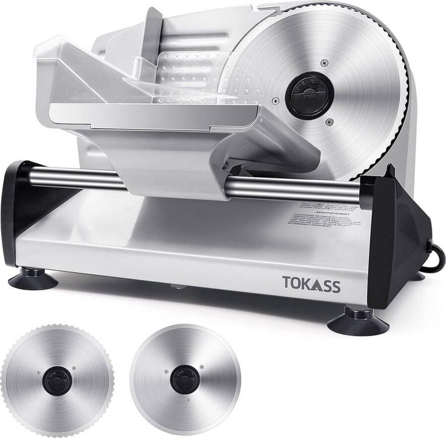 TOKASS Multifunctionele Allessnijder – Luxe Snijmachine – Groente Kaas Vlees Brood – Vernieuwd Design – 200W Zilver