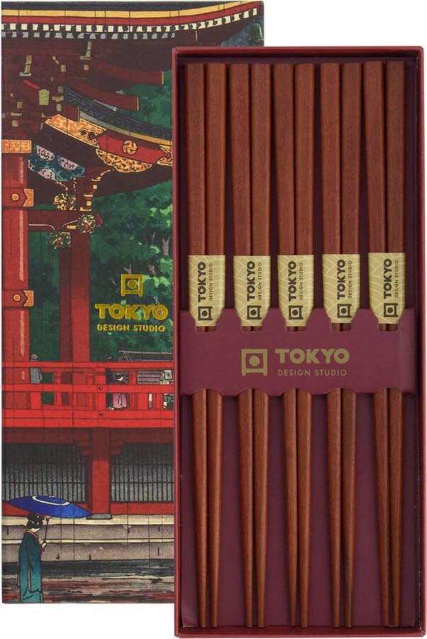 Tokyo Design Studio Chopstick Giftset 5 Plain Brown