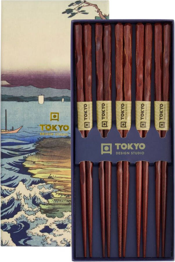 Tokyo Design Studio Chopstick Giftset 5 Twist Brown