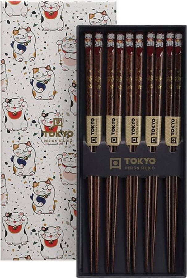 Tokyo Design Studio – Chopstick Set Luckycat – Eetstokjes – Set van 5 paar