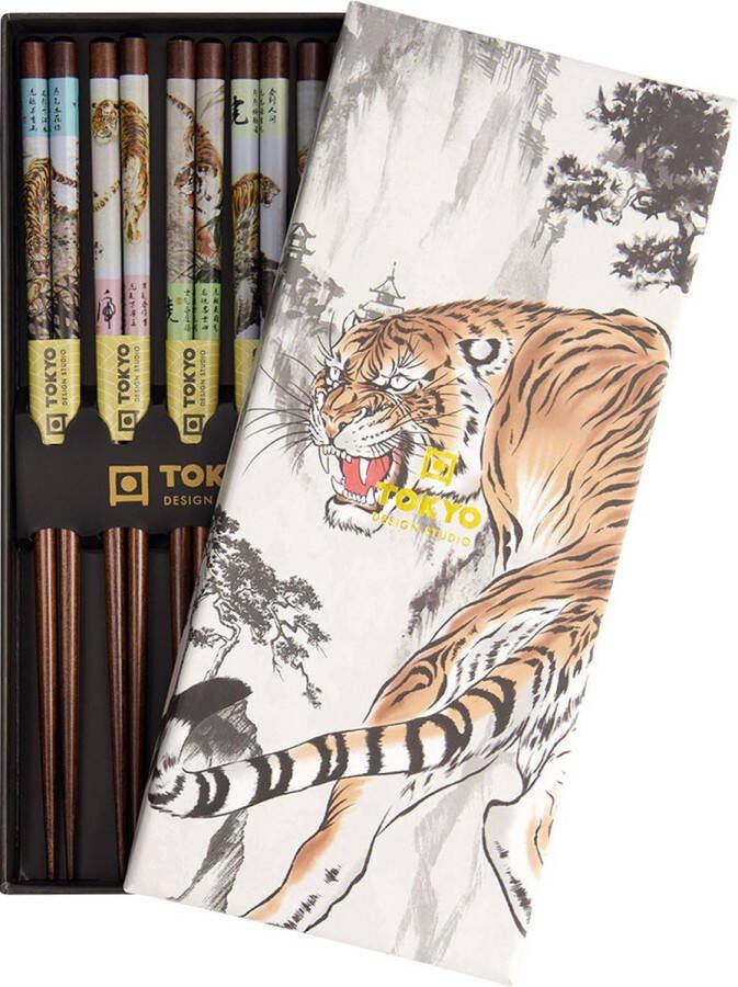 Tokyo Design Studio Chopsticks Set Eetstokjes 5 paar Tiger