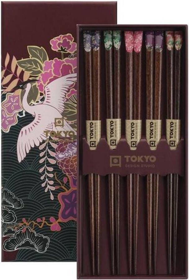 Tokyo Design Studio Chopsticks set Eetstokjes Japanse bloem 5 paar