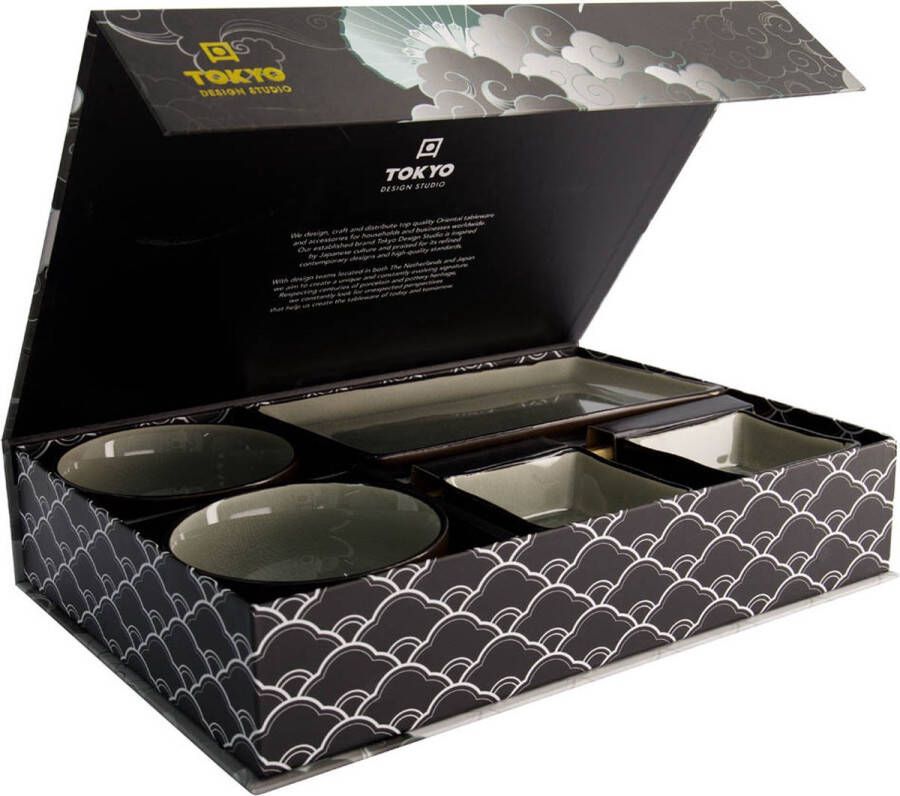 Tokyo Design Studio Glassy Grey- Sushi Servies 8 delig 2 persoons