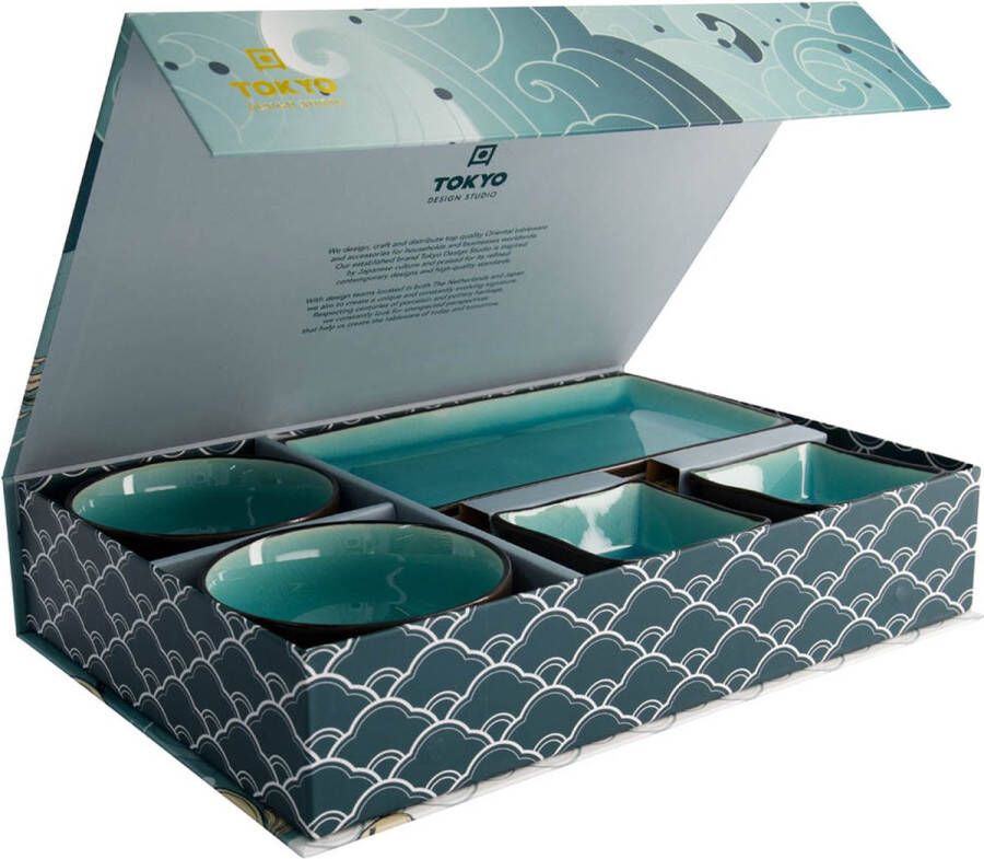 Tokyo Design Studio Glassy Turquoise Sushi Servies 8 delig 2 persoons