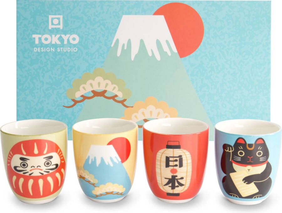 Tokyo Design Studio Koffiekopjes Set van 4 Kawaii 170ml