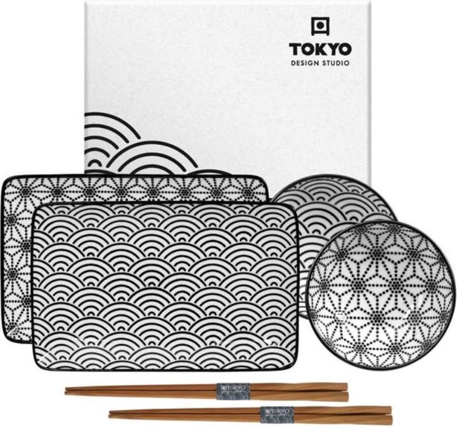 Tokyo Design Studio New Nippon Black Sushi Servies Set – 6-delig in fraaie geschenkdoos