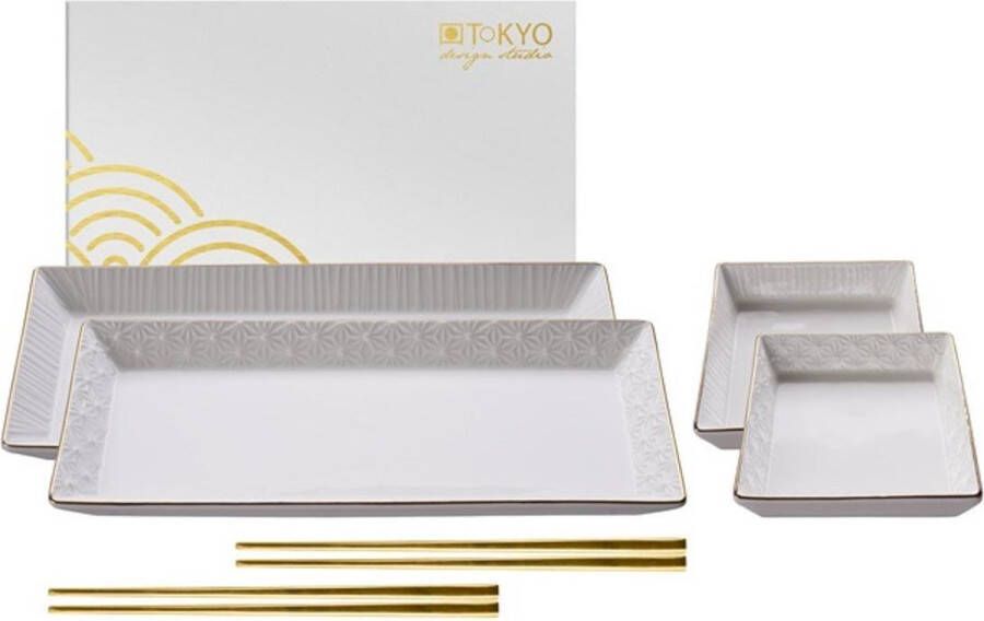 Tokyo Design Studio Nippon White 2-persoons Sushi Set Hoogwaardig Porselein In fraaie Geschenkdoos