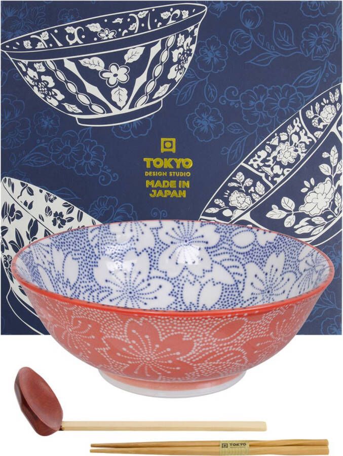 Tokyo Design Studio Sakura Ramen bowl Noodle kom kommen Set 3-delig 1000ml