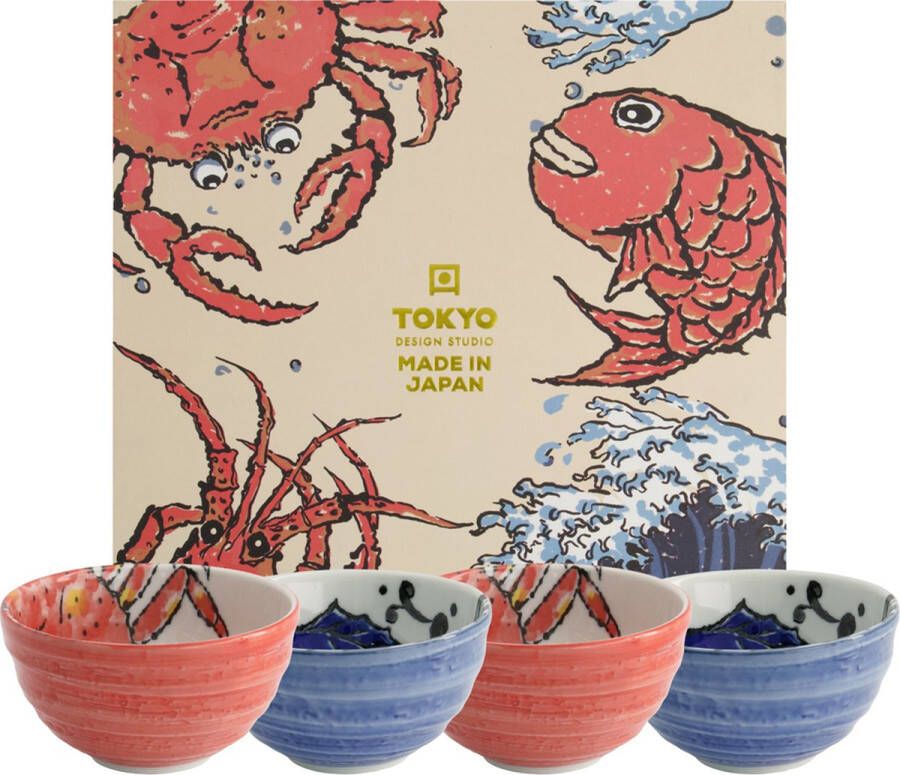 Tokyo Design Studio Seafood Kommen set 4 stuks 13 2x7 3cm 50ml