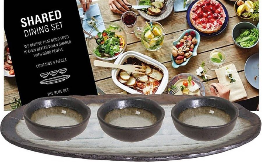 Tokyo Design Studio Sushi Servies Set Rechthoekig Bord Sausschaaltjes 33 x 13.5cm & 8.3 x 3cm