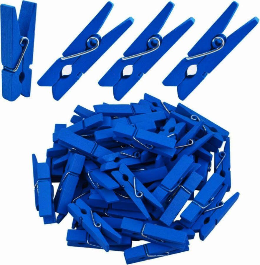 Tolu Premium Donkerblauwe Kleine houten mini knijpers 20 STUKS Blauw Knijpertjes Fotoknijpers Geboorte wasknijpers 2.5 CM Foto knijpers Knijper om foto's aan op te hangen Fotohouder Knijpers Wasknijpers Kerstkaart hangers