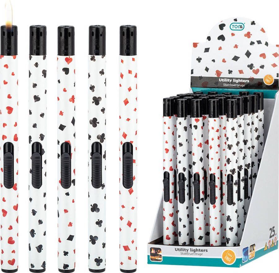 Tom 25x Gasaanstekers Poker print keuken aanstekers navulbaar