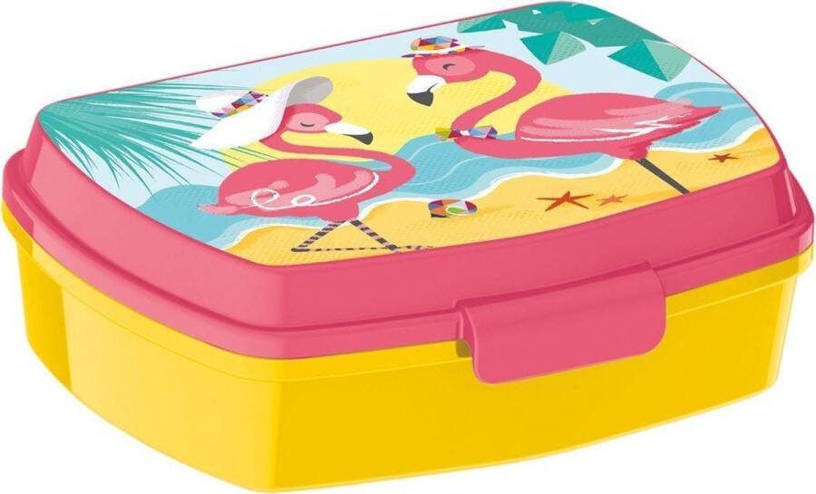 Tom Lunchbox Flamingo 15 X 10 X 6 Cm Geel