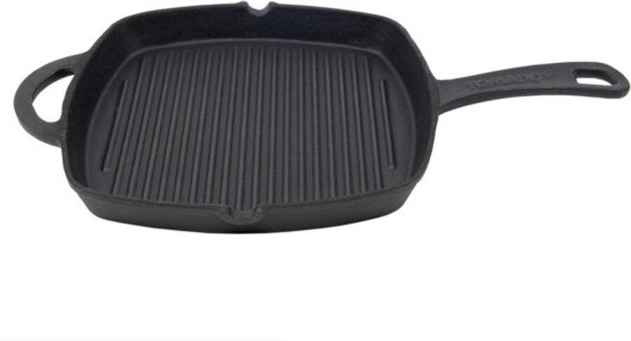 Tomado Grillpan zwart gietijzer 26 x 30 cm zonder anti-aanbaklaag