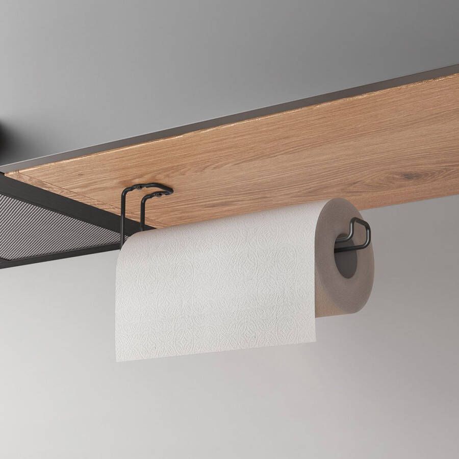 Tomado Metaltex Hangende keukenrolhouder Inclusief bevestigingsmateriaal Onder in of zijkant kast Zwart