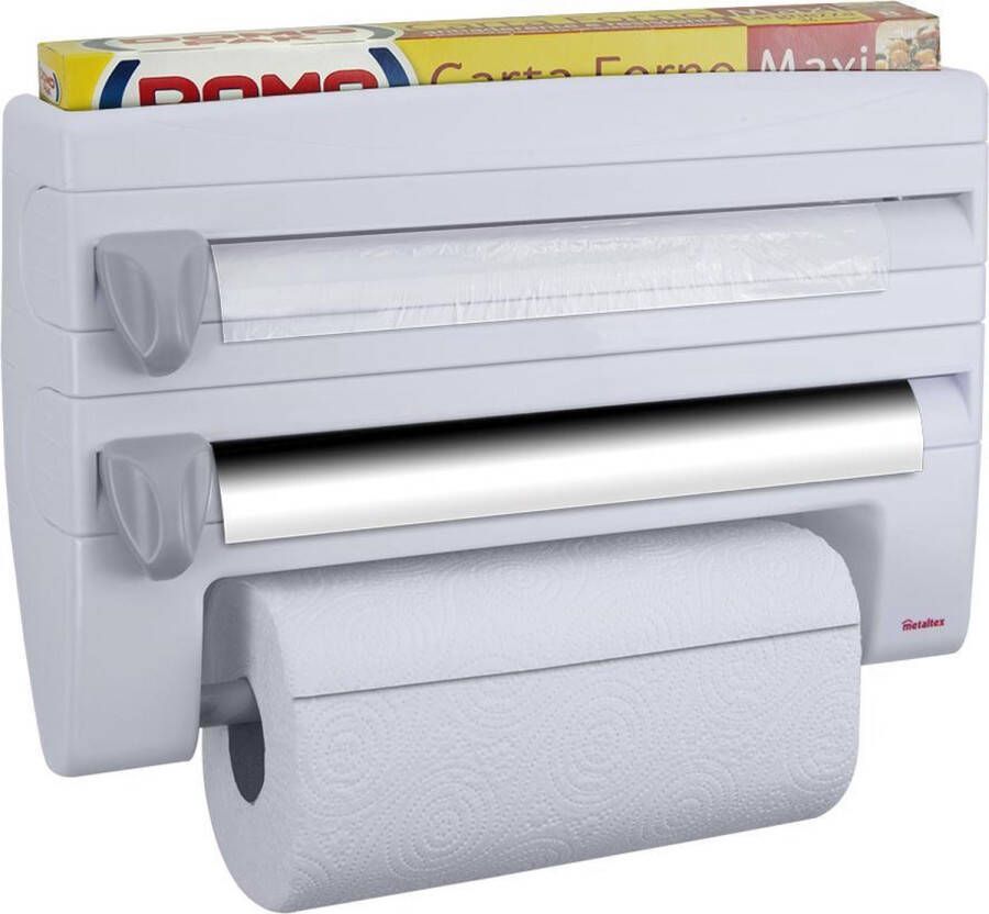 Tomado Metaltex Tomado Metaltex Keukenrolhouder met snijhulp Voor aluminium- en vershoudfolie wandmontage