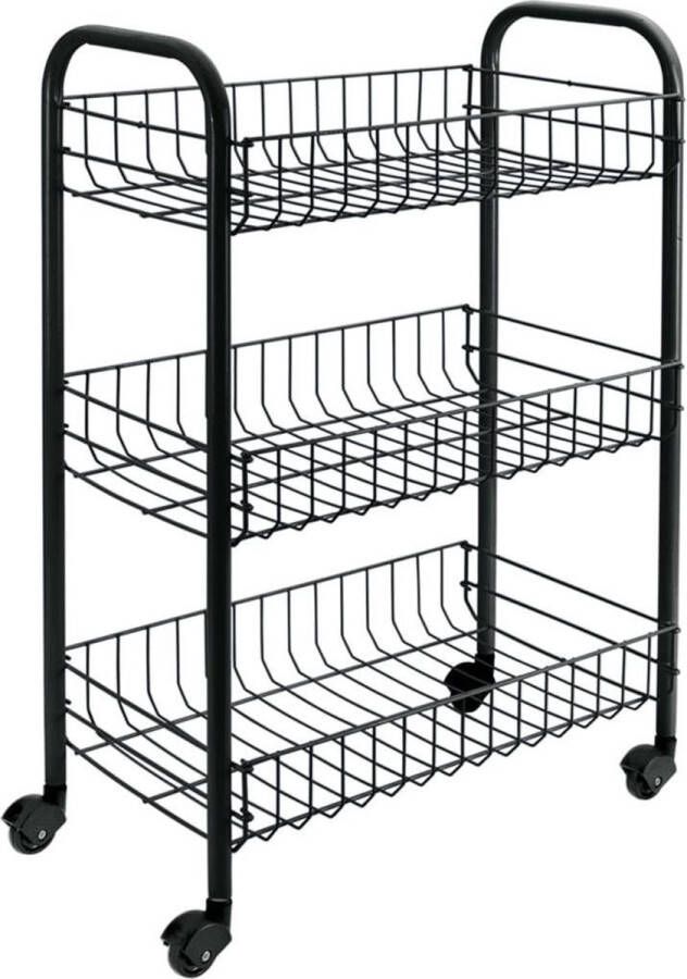 Metaltex Tomado Multifunctionele trolley Siena 3 manden op wielen zwart