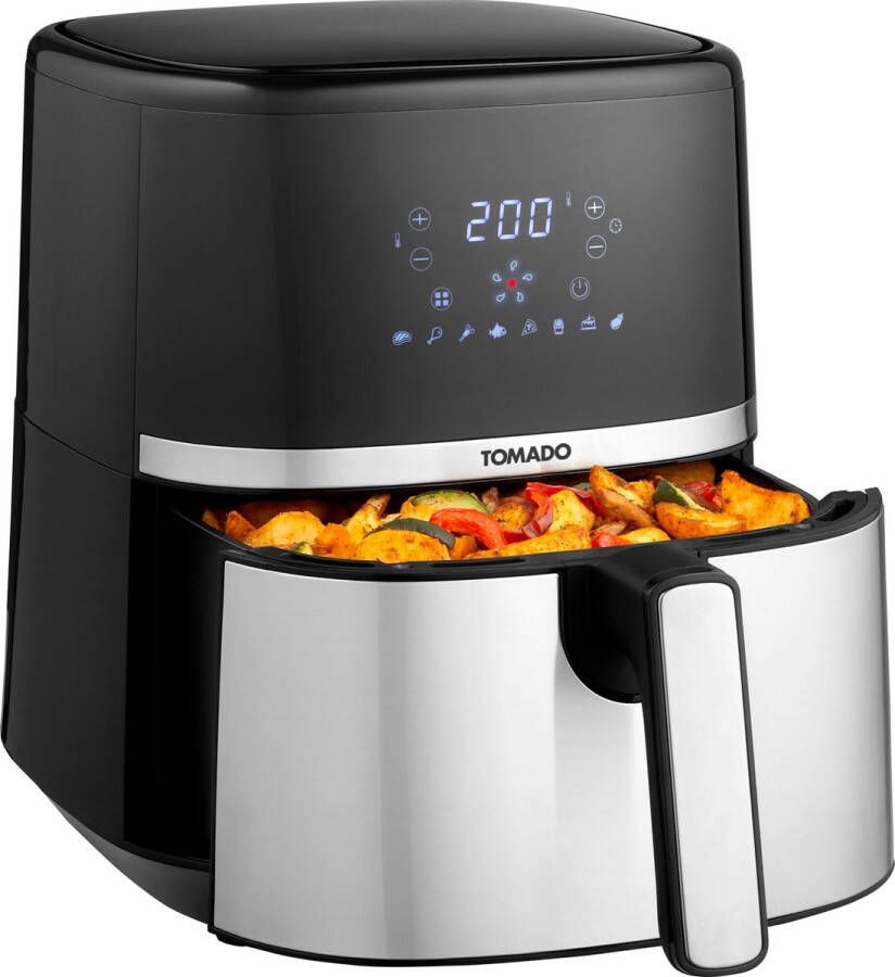 Tomado TAF5401S Airfryer 5 4 liter inhoud Heteluchtfriteuse Digitaal display 800 gram friet Zwart RVS