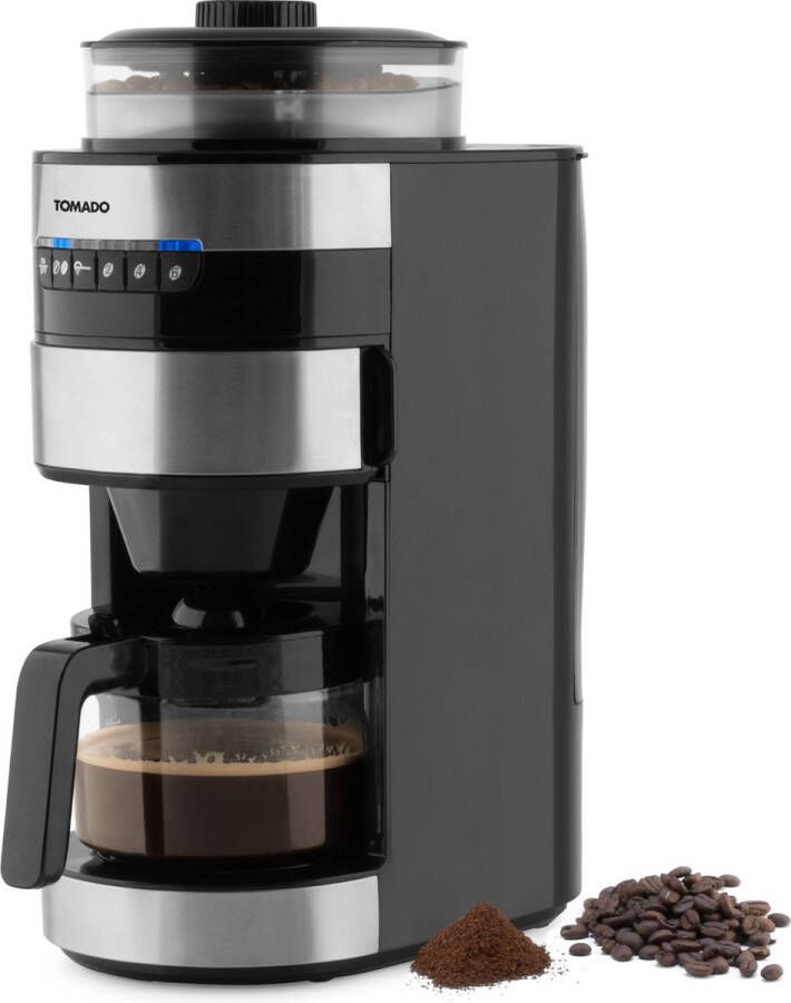 Tomado TGB0801S Grind & Brew koffiezetapparaat Filterkoffie Koffiebonen 0.75 L inhoud RVS Zwart