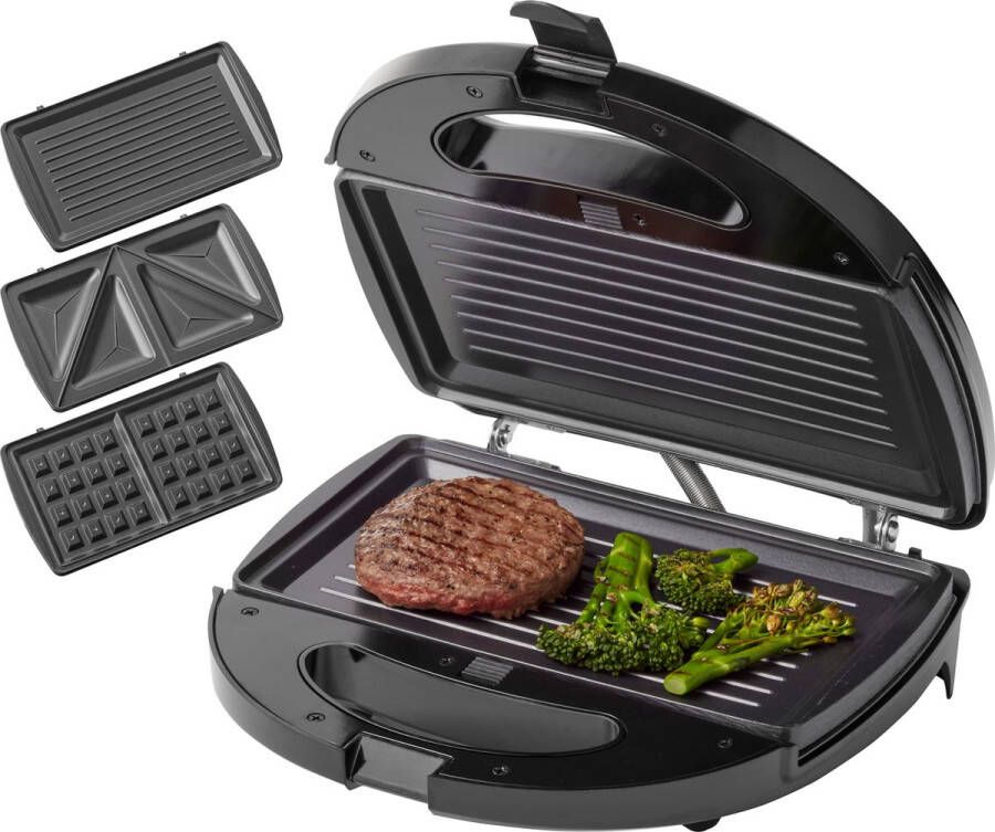 Tomado TGM2000B Multigrill 3 in 1 Inclusief tosti en wafelplaten 750 watt Zwart