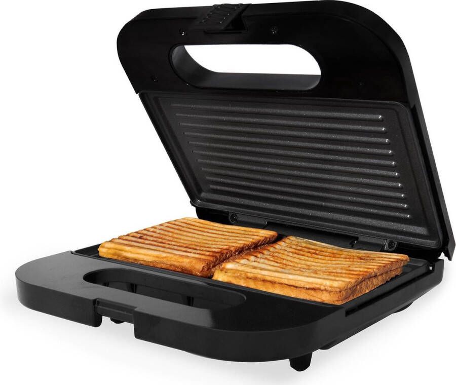 Tomado TGS2001S Tosti ijzer Grill apparaat Anti aanbaklaag – Sandwichmaker 750 watt 22 5 x 13 cm Zwart RVS