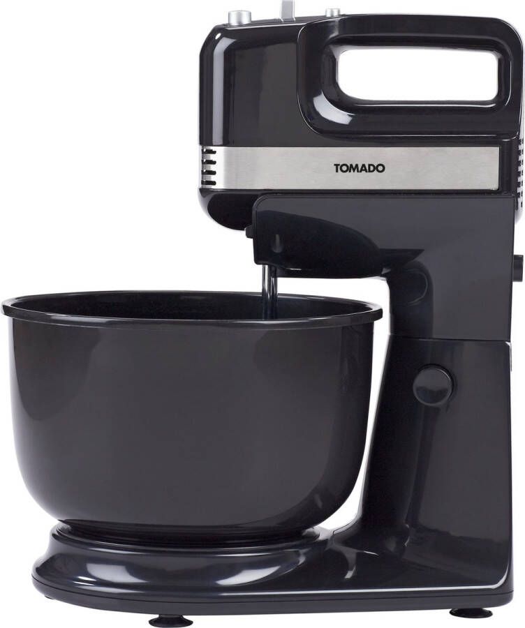 Tomado TKM3001B Handmixer met kom Keukenmachine Inclusief gardes en deeghaken 3 8 liter 5 snelheden Turbofunctie Roterende kom 300 watt Zwart