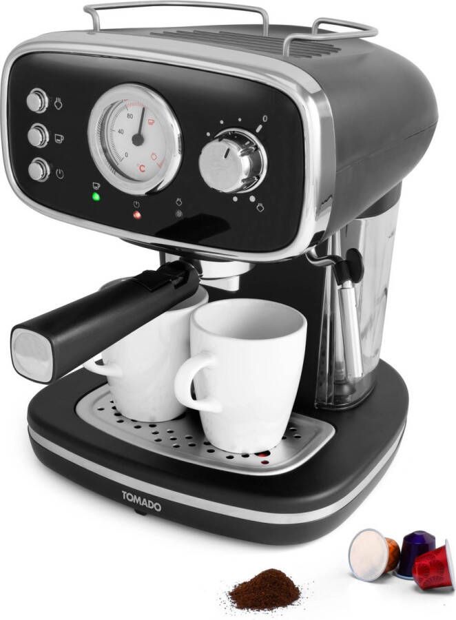 Tomado TPM1501B Koffiezetapparaat Pistonmachine 1.2 L inhoud Filterkoffie Koffiecups Zwart