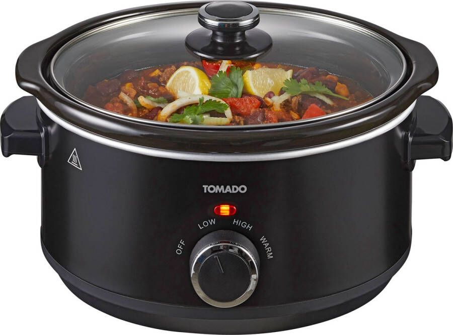 Tomado TSC3501B Slowcooker 3.5 liter Keramische binnenpan 3 warmtestanden PFAS vrij Zwart